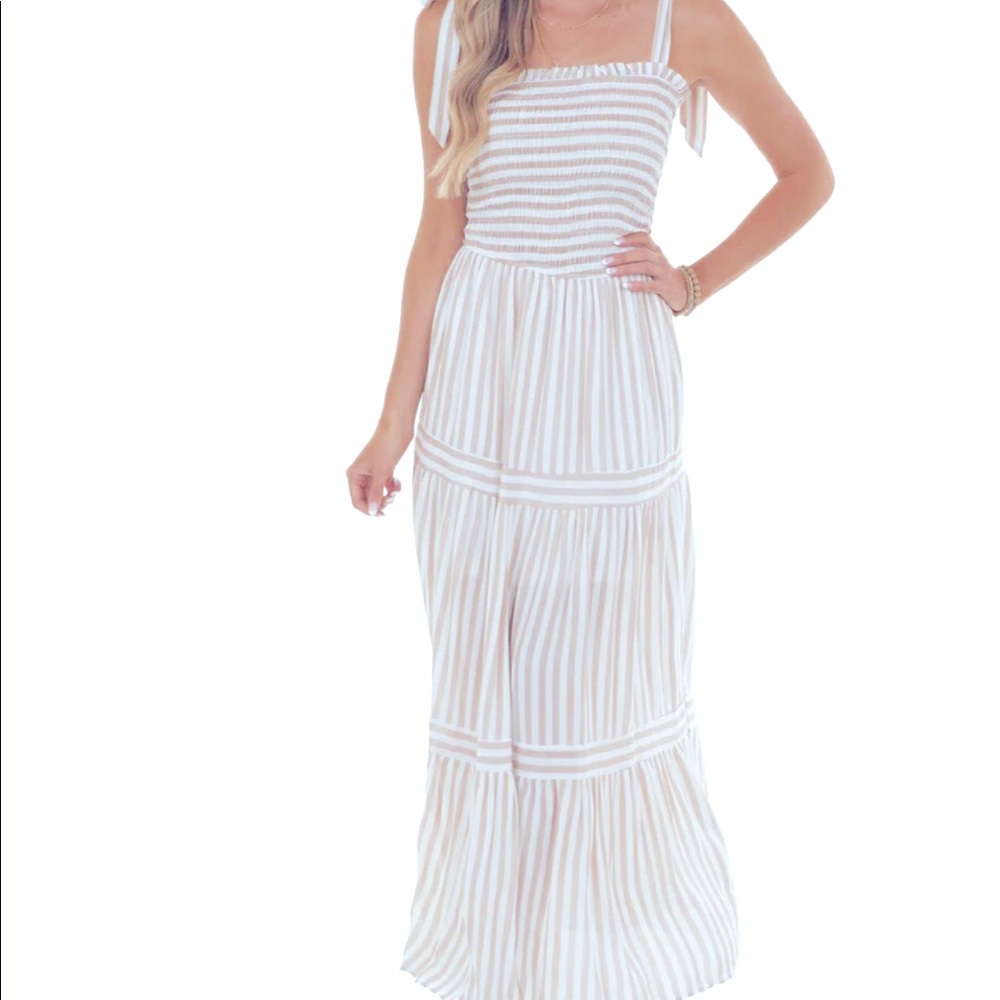 She + Sky Charcoal Striped Maxi NWT